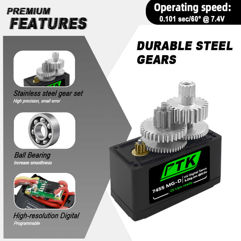 PTK 7455MG-D servo 12g Digital - Rc Helicopter Parts บทวิจารณ์และราคา