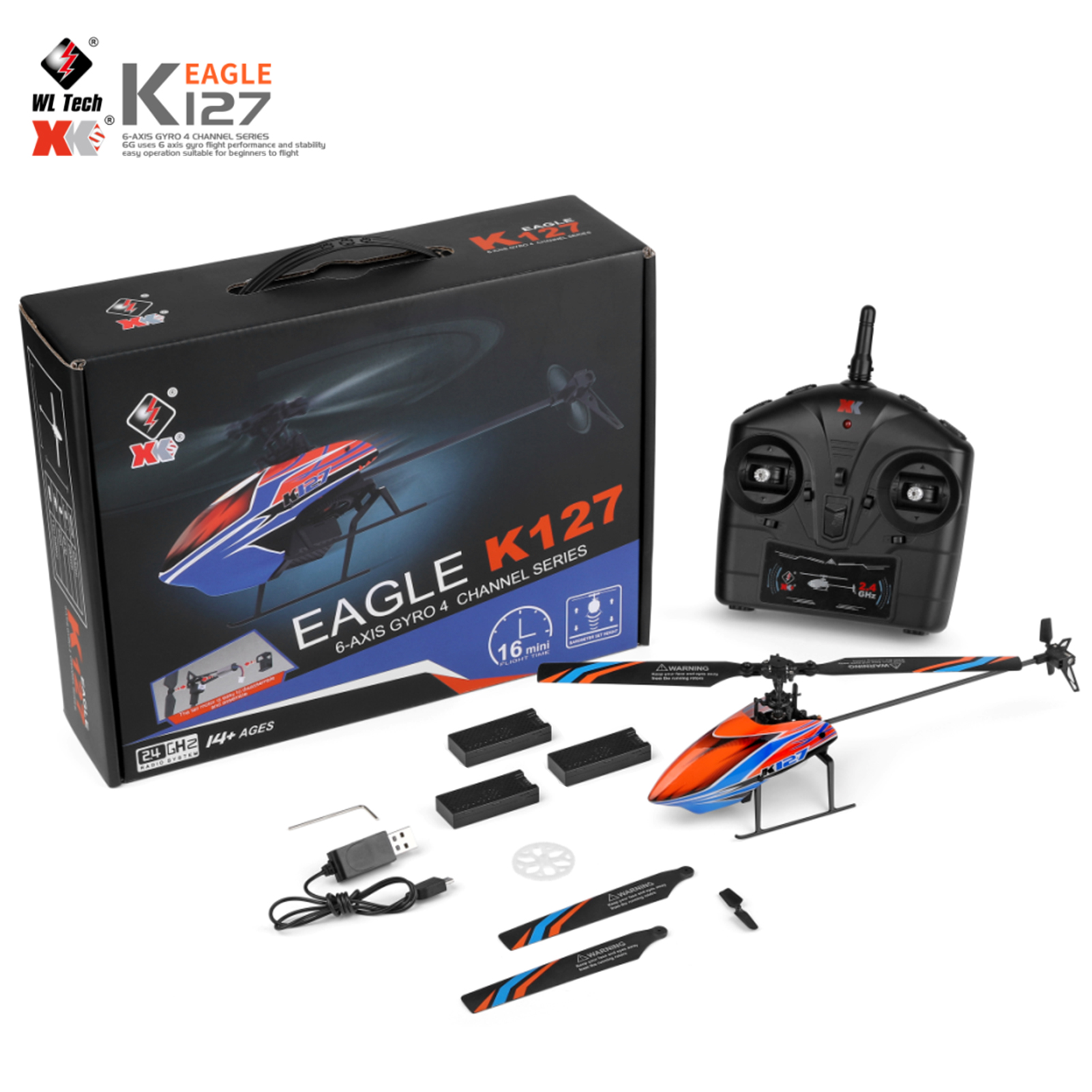 WLtoys XK K127 4CH 6-axis Gyro - Rc Helicopter Blade บทวิจารณ์และราคา